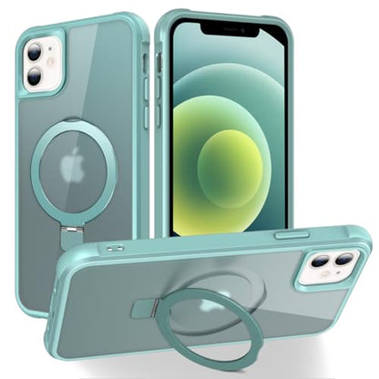 CHAOFEnG Magnetic Compatible with iPhone 12/12 Pro Case with Stand [Military Grade Drop Tested][Compatible with Magnet] Ring Translucent Slim Hard Back Soft Edge, Teal Green - color: Teal Green, size: iPhone 12 & iPhone12 Pro