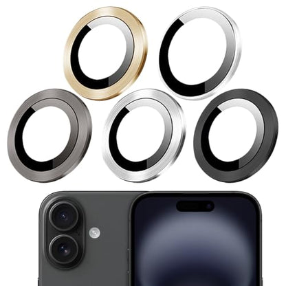 Camera Protector Metal Ring for iPhone 16 Pro/iPhone 16 Pro Max HD Tempered Glass Individual Lens Protective Cover, Silver - color: Silver