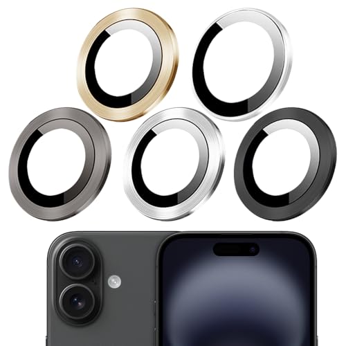Camera Protector Metal Ring for iPhone 16 Pro/iPhone 16 Pro Max HD Tempered Glass Individual Lens Protective Cover, Grey - color: Grey