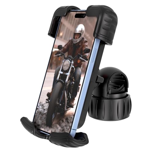 TXV Bike Phone Holder, Motorcycle Phone Mount, 1s Lock | Silicone Protective | Anti-Shock | for iPhone | Samsung | Pixel | 5.1-6.8" Cellphone