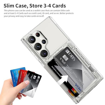 ACANDYA Compatible with Samsung Galaxy S23 Ultra Case Wallet Clear Protective Case with Card Holder Heavy Duty Protection Shockproof Anti-Scratch Anti-Yellow Case for Galaxy S23 Ultra Transparent - size: Galaxy S23 Ultra 6.8 inch