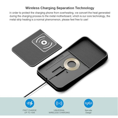 Wireless car Charger Charging pad 15W Fast Wireless Phone Charger Non Slip FastCharger for car Cell Phone Cordless Charging mat Compatible with iPhone 16/15/14/13/12 Pro Max,Samsung S23 S22 S20(S13)