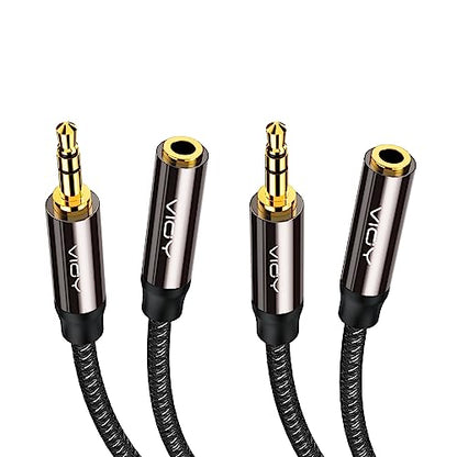 VIOY 2Pack Headphone Extension Cable 10FT, 3.5mm Male to Female Aux Cord - size: 10FT+10FT