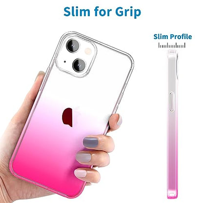 JJGoo Compatible with iPhone 14 Case Clear, Soft Shockproof Protective Slim Thin Phone Bumper Cover Transparent Phone Case, Gradient Pink - color: Gradient Pink