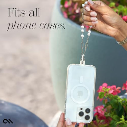Case-Mate Phone Charm Wrist Strap with Beaded Silver Pearls - Silver Pearl | Detachable Anti-Theft Phone Strap - Hands-Free iPhone Wrist Strap for Women - Phone Chain Wristlet for Galaxy, Pixel & More - color: Silver Pearl