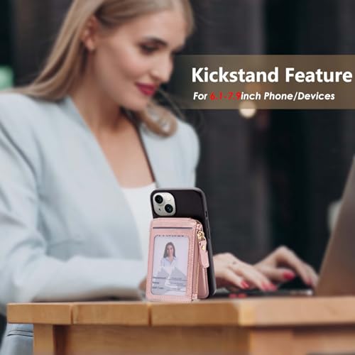 M-Plateau Foldable Phone Wallet，iPhone Card Holder Stick On with Flexible Zipper Coin Purse Multifunctional Kickstand Design, Fits 6.1 and Above Leather or Smooth Surface Phone case | Card Holder for Phone case with Zipper Coin Purse Fits 6.1 and Above Ph