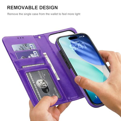 Bocasal Detachable Wallet Case Card Holder for iPhone 17 Air, Purple - color: Purple