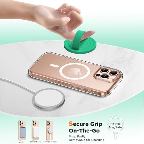 Magnetic Phone Grip for MagSafe, Silicone Ring Grip, Emerald Green - color: Emerald Green