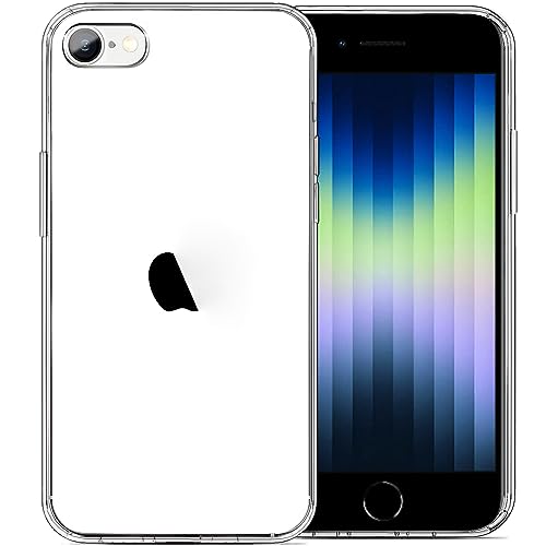JJGoo Compatible with iPhone SE Case 2022/2020, Compatible with iPhone 7 8 Case Clear Soft Transparent Shockproof Protective Slim Thin Bumper Phone Cover - color: Clear