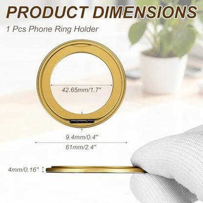 PATIKIL Phone Ring Holder, Metal 360 Rotation Magnetic Phone Grip Holder Stand with Adhesive Backing Smartphone Finger Grip Kickstand for Tablet Case Car Mount Accessory, Yellow - color: Yellow