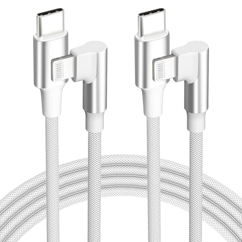 USB C to Lightning Cable 6ft 2 Pack MFi Right Angle Braided Fast Charging