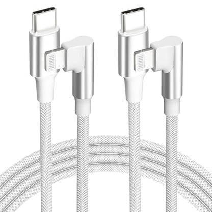 USB C to Lightning Cable 6ft 2 Pack MFi Right Angle Braided Fast Charging