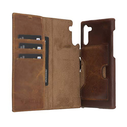 Venito Florence Leather Wallet Phone Case Compatible with Samsung Galaxy Note 10 - Extra Secure with RFID Blocking - Detachable Phone Wallet - Antique Brown - color: Antique Brown, size: Note10