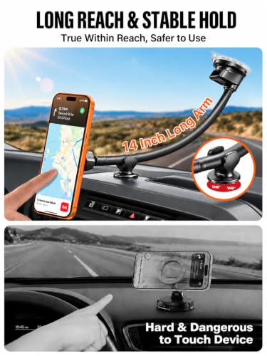 APPS2Car Cell Phone Car Mount for MagSafe, 14'' Windshield Phone Mount - color: Black