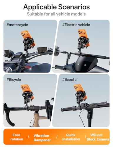 Kewig Anti-Theft Motorcycle Phone Mount with Vibration Dampener