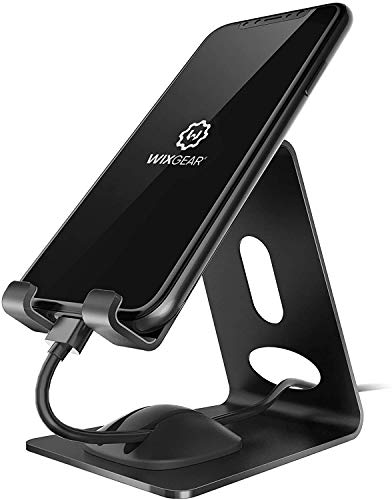 Phone Stand, Premium Phone Holder for iPhones, Android Smartphones & Mini Tablets –Sturdy Metal Phone Stand for Desk with Smart Cord Holder System