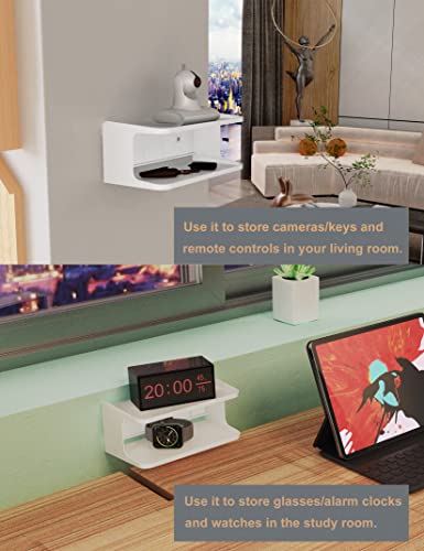 Bedside Wall Shelf Organizer, Small Bedside Shelf, (White) - color: White