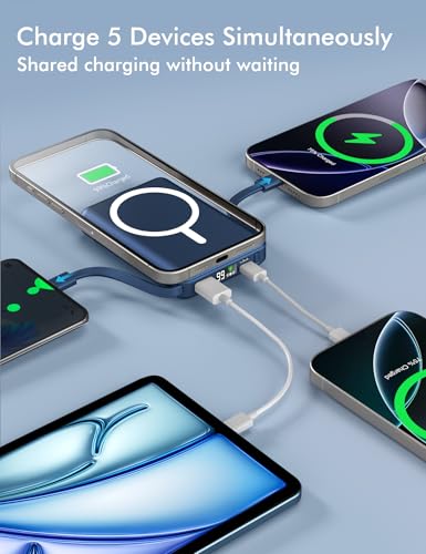 podoru for Magsafe Power Bank, 10000mAh Magnetic Portable Charger - color: Navy Blue