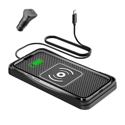 15W Fast Non-Slip Wireless Car Charger Pad with Adapter Type C - size: 7" L x 3.7" W - 39.4" Adapter - Type C