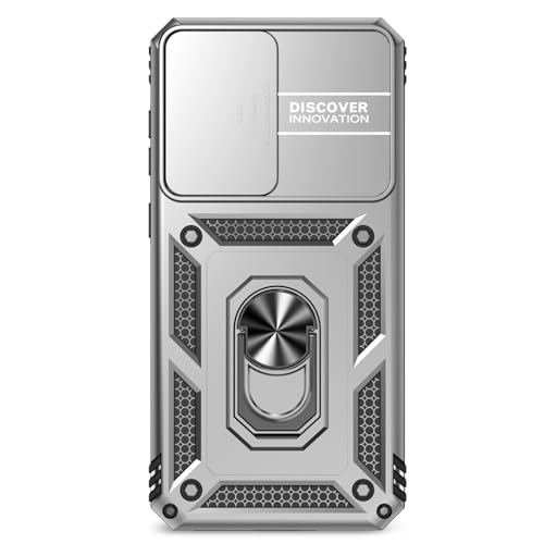 for Samsung Galaxy A36 5G Case with Slide Camera Cover HD Screen Protector [Military Grade 16ft. Drop Tested] Magnetic Ring Holder Kickstand Protective Phone Case for Galaxy A36 5G 2025, Silver - color: Silver w/ Slide Camera 2nd gen. Military Grade