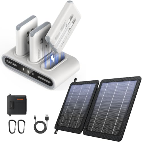 GOODaaa 3-Pack 10000mAh Slim Power Bank Plus 10W Portable Solar Charger