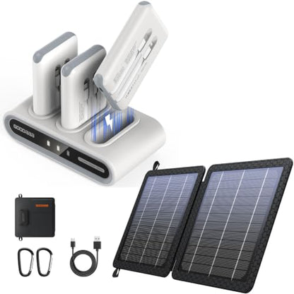 GOODaaa 3-Pack 10000mAh Slim Power Bank Plus 10W Portable Solar Charger