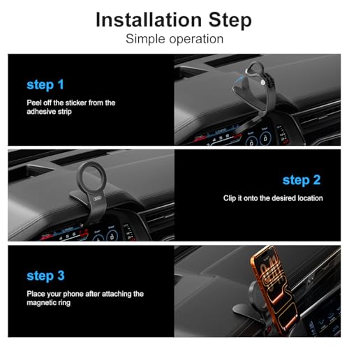 XO Magnetic Phone Holder for Car,Strong Non-Slip Car Phone Mount, Hands-Free Navigation for Car,Phone Holder for Car/Desk, Compatible with iPhone/Samsung and All Smartphones - color: 1-Pack