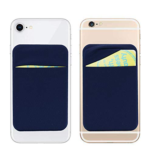 Neoprene Cell Phone Card Holder 6 Cards Adhesive Mini Secure Wallet ID Credit Card Pocket Purse stick on Smartphone for iPhone 16/15/SE, Galaxy S24/S23/A75/A55/A14/Note 22 Ultra (Navy Blue) - color: Navy Blue
