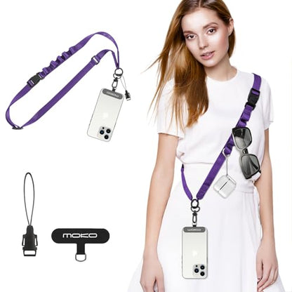 MoKo Adjustable Phone Lanyard Crossbody Strap with Detachable Quick Buckle - color: Dark Purple