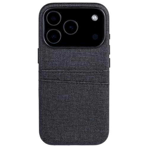 Dockem Card Case for iPhone 17 Pro with Magnetic Mounting Plate, Camera Control Button, Wallet with 2 Holder Slots: M2 Luxe Canvas-Style Synthetic Leather (Charcoal Black) - color: Charcoal black, size: 17 Pro