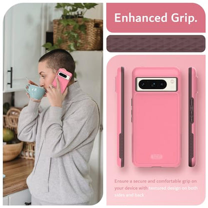TUDIA MergeGrip [Magsafe Compatible] Designed for Google Pixel 8 Pro Case (2023) - Dual Layer [Military Grade] Shockproof Slim Rugged Tough Heavy Duty Phone Cases - Smokey Pink - color: Smokey Pink, size: Magnetic Pixel 8 Pro