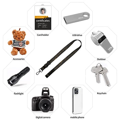 Phone Lanyards, Wrist Lanyards, Adjustable Neck Strap Black Gold - color: Black Gold