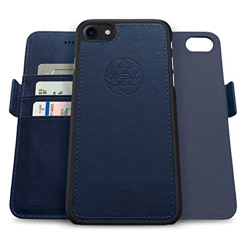 Dreem Fibonacci 2-in-1 Wallet Case for Apple iPhone SE 3 (2022), SE 2, & 8/7 - Luxury Vegan Leather, Magnetic Detachable Shockproof Phone Case, RFID Card Protection, 2-Way Flip Stand - Royal - color: Royal, size: iPhone SE 3 (2022), SE 2, & 8/7