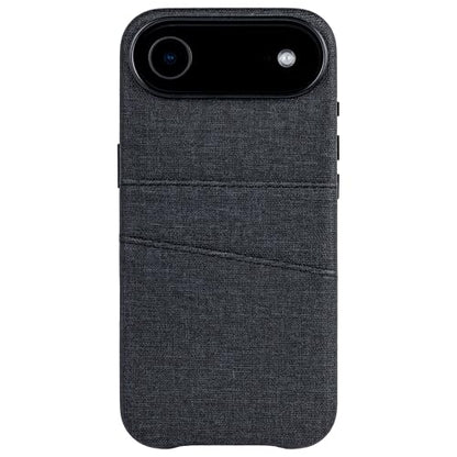 Dockem Card Case for iPhone 17 Air with Magnetic Mounting Plate, Camera Control Button, Wallet with 2 Holder Slots: M2 Luxe Canvas-Style Synthetic Leather (Charcoal Black) - color: Charcoal black, size: 17 Air