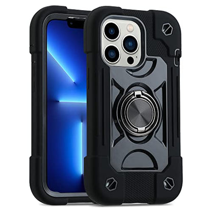 MARKILL Compatible with iPhone 13 Pro Max Case 6.7 Inch with Ring Stand, Heavy-Duty Military Grade Shockproof Phone Kids Cover for iPhone 13 Pro Max Black - color: Black, size: iPhone 13 Pro Max 6.7"