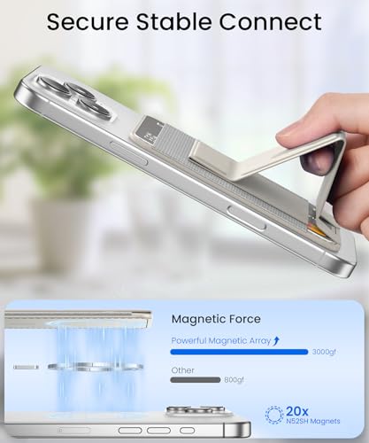 GONEZ for MagSafe Wallet with Stand, Stronger Magnetic Card Holder for iPhone 17/16/15/14/13/12 Series, Premium Leather Phone Wallet with RFID Blocking, 1 Slot, Fit 5 Cards, Stone - color: STONE