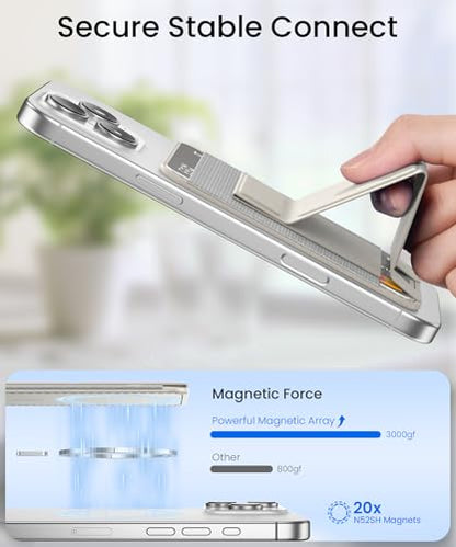 GONEZ for MagSafe Wallet with Stand, Stronger Magnetic Card Holder for iPhone 17/16/15/14/13/12 Series, Premium Leather Phone Wallet with RFID Blocking, 1 Slot, Fit 5 Cards, Stone - color: STONE