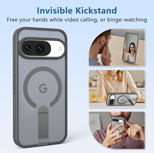 for Pixel-10 Case/Pixel-10-Pro Case, Built-in Durable Stand, Gray - color: Gray, size: Pixel 10/10 Pro 6.3"