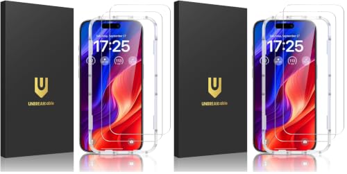 UNBREAKcable 4-Pack Screen Protector for iPhone 16, Military-Grade Shatterproof Tempered Glass [9H+ Hardness] [Easy Installation Frame] [99.99% HD Clear] for Apple iPhone 16 - size: iPhone 16 (Pack of 2)