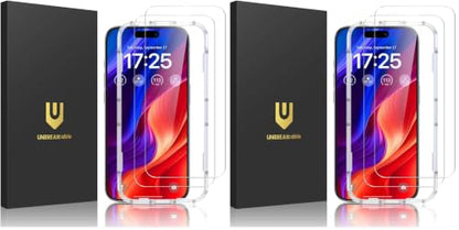 UNBREAKcable 4-Pack Screen Protector for iPhone 16, Military-Grade Shatterproof Tempered Glass [9H+ Hardness] [Easy Installation Frame] [99.99% HD Clear] for Apple iPhone 16 - size: iPhone 16 (Pack of 2)