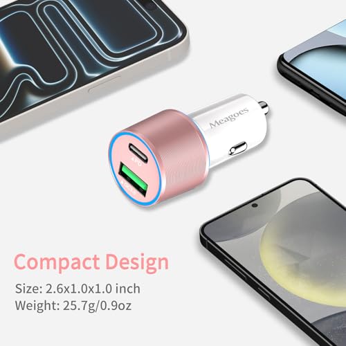 67.5W Pink Car Charger USB C Super Fast for iPhone 18 Pro Max/17/Android - color: Rose Gold, size: 3.3 ft