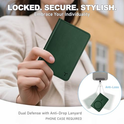 TUCCH for Magsafe Wallet, 6 Card Slots with RFID Blocking, Evergreen | for iPhone 17/17e/16/15/14/13/12 Pro/Pro Max/Plus, Clear ID Window, Magnetic Closure, PU Leather - color: Evergreen