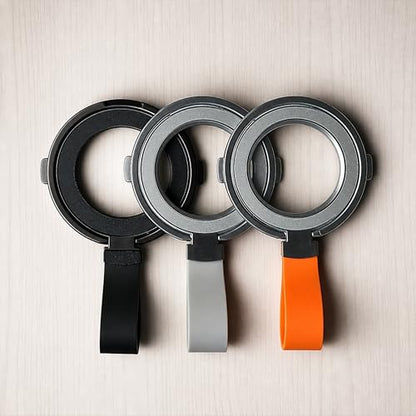 Magnetic Phone Grip Holder for MagSafe, 360° Rotating Ring Stand Kickstand with Silicone Finger Strap, Strong Magnetic Phone Holder for iPhone 17/16/15/14/13/12 & Android (Black) - color: Black