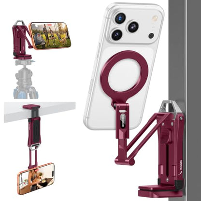 OMOTON TP02-Pro 5 in 1 Magnetic Phone Holder for Vlogging Essentials, Red - color: Red