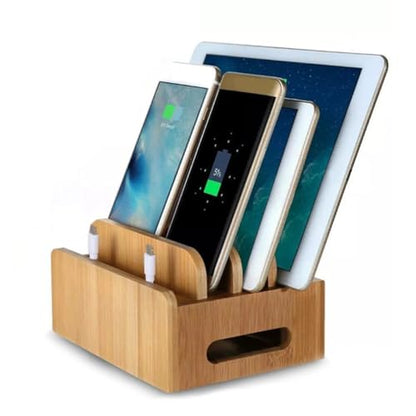 NOLITOY Wooden Charging Station Organizer for Tablet and Earphones