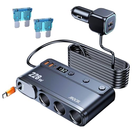 Cigarette Lighter Adapter with 45W Retractable Car Charger Fast Charging