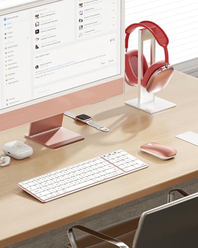 seenda SKM64-2 Bluetooth Keyboard and Mouse Combo for Mac, MacBook and iPad - color: White & Rose Gold