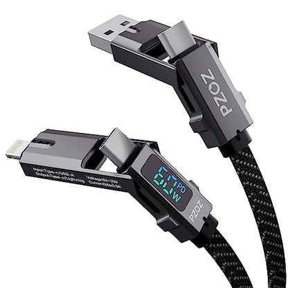 pzoz 4-in-1 Multi Charging Cable with LED Display, 60W PD Fast Charging - style: 60W