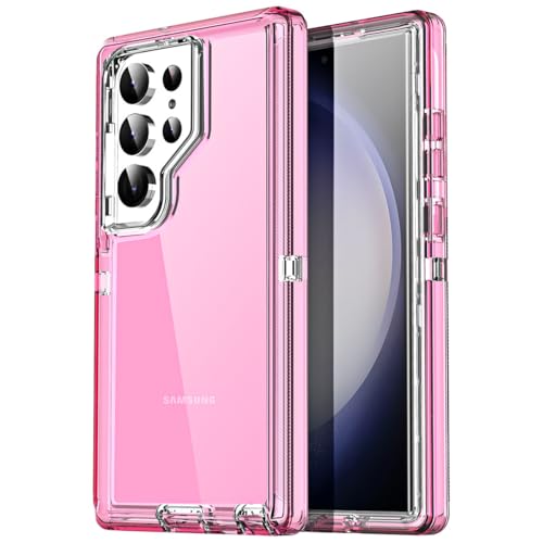 AICase for Samsung Galaxy S23 Ultra Case Clear 3 in 1 Heavy Duty Drop Protection Full Body Rugged Shockproof/Dust Proof 3-Layer Military Protective Tough Durable Cover for Galaxy S23 Ultra 6.8"_2 - color: Hot Pink, size: Samsung Galaxy S23 Ultra