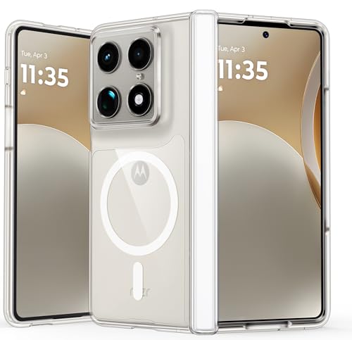 FNTCASE for Motorola Razr Fold Case: [Hinge Protection] Anti Yellowing Transparent Clear Phone Cover [Fit for Magsafe] Military Grade Shockproof Protective Cases - color: Clear, size: Moto Razr Fold (8.1 Inch)